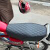 Honda 125 Seat Cover with 12mm Foam Padded manufactured Japanese synthetic Leather with excellent cross stitching, very Comfortable for back, Waterproof, Scratchproof. and fit for long life and long tour.